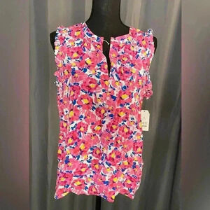 106. Time and Tru Floral Tank Top, Size M